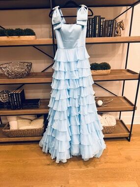 Sherri Hill - Light Blue Ruffled Tiered Gown